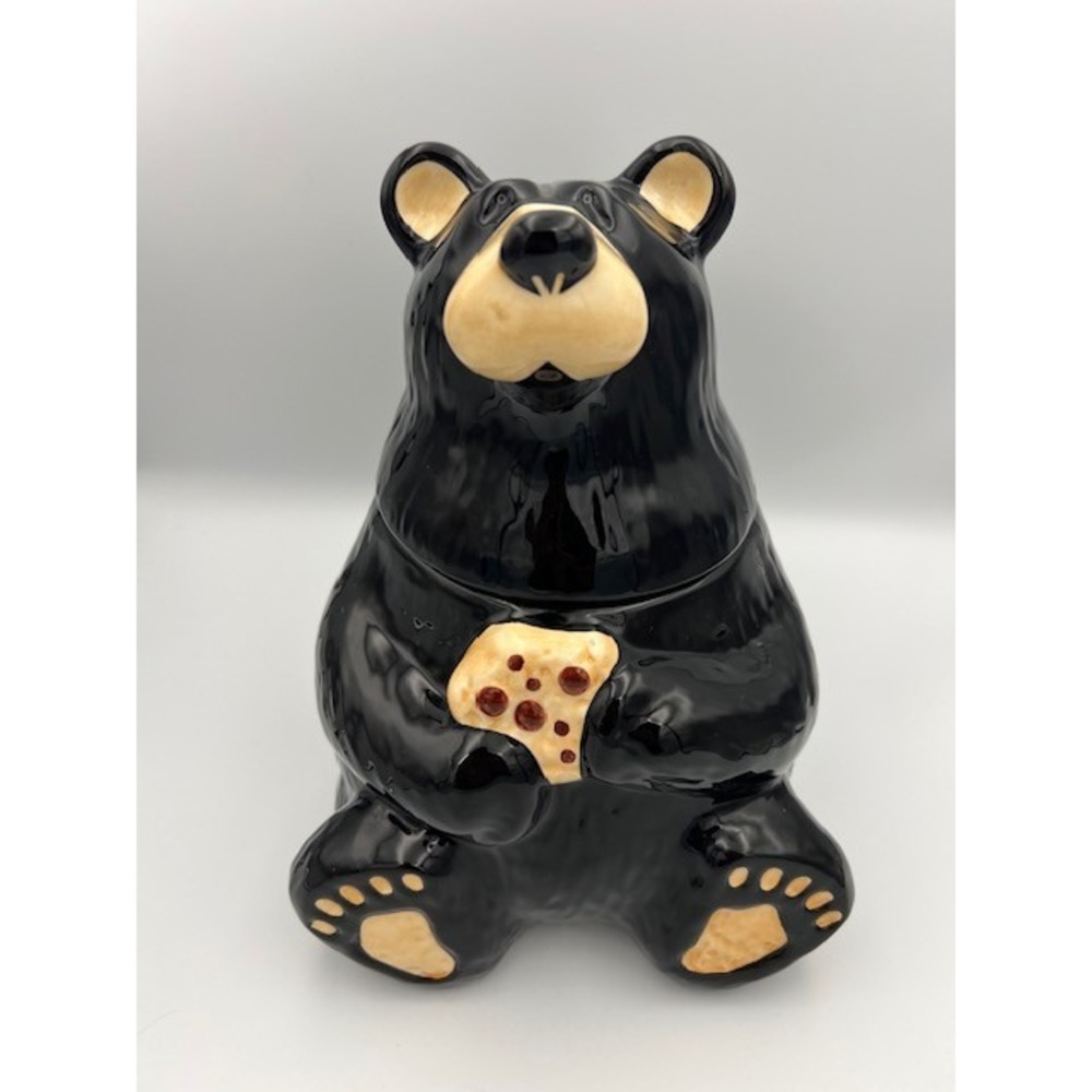 Big Sky Carvers Bearfoots Black Bear with Cookie Ceramic Cookie Jar Jeff Fleming